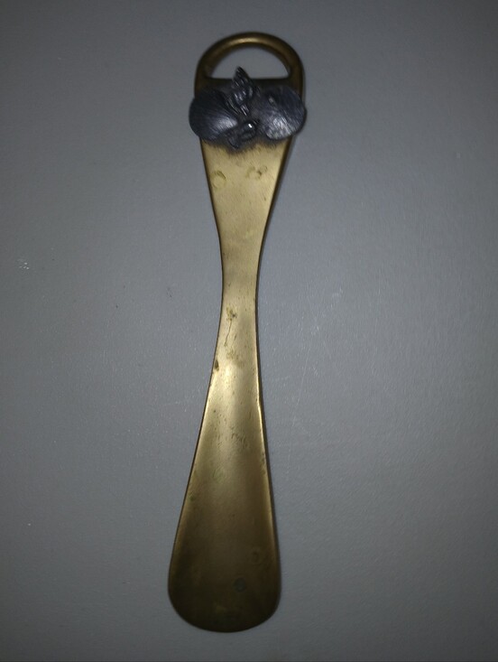 Vintage Other - Vintage Solid Brass Shoe Horn & Bottle Opener Combo - Ornate Clam Shell Detail
